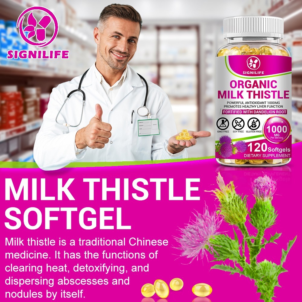 Milk Thistle Liver Cleanse Detox Herbal Liver Support Supplement 120 Capsules-