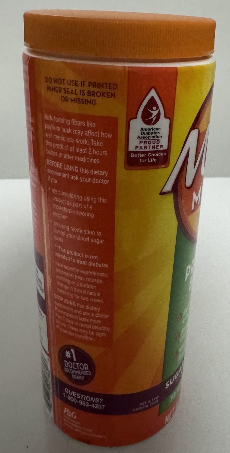 METAMUCIL PSYLLIUM FIBER SUPPLEMENT, PREMIUM BLEND, 14.9 OZ Expires 3/28 (421g)
