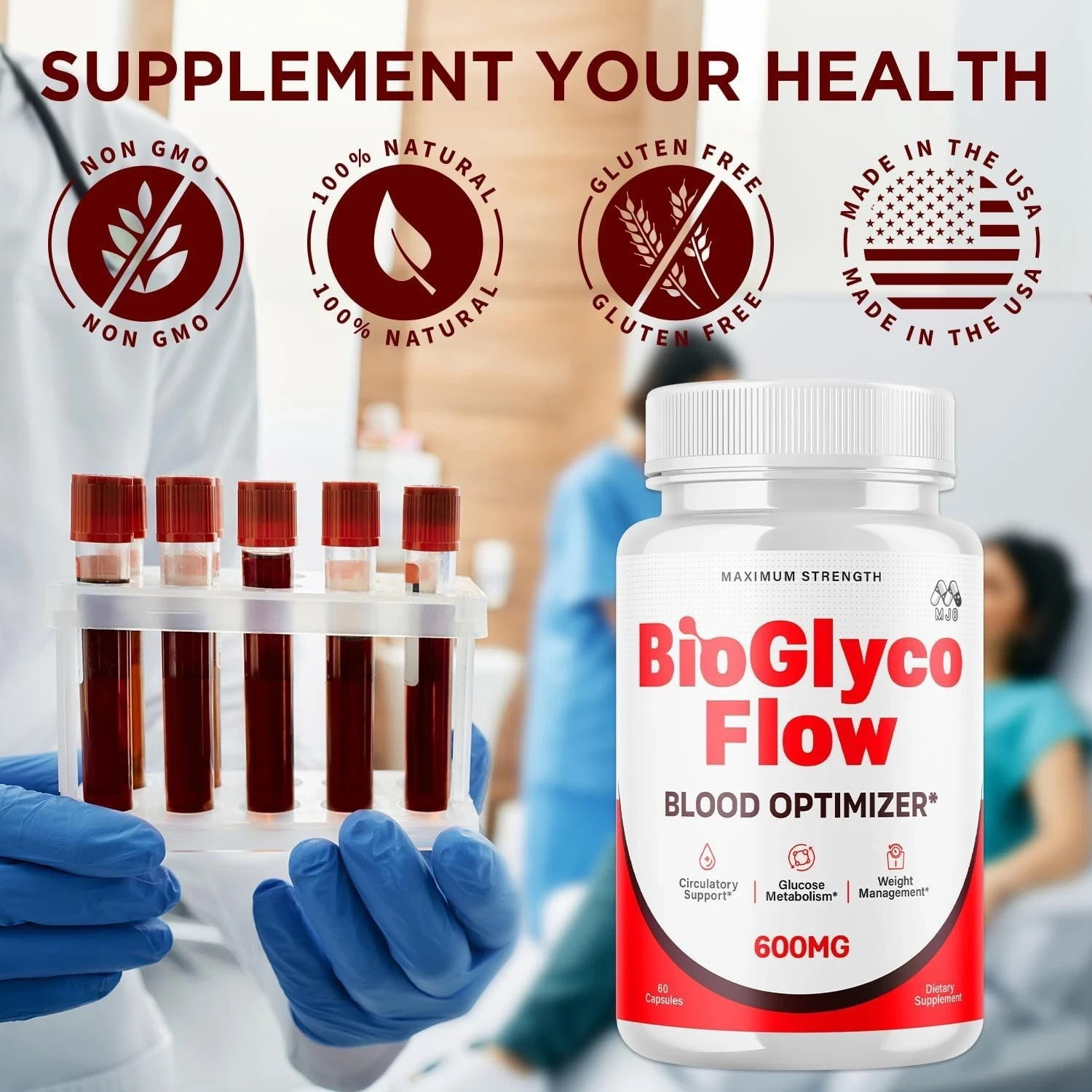 BioGlyco Flow Blood Optimizer, Metabolism & Blood Sugar Support Supplement