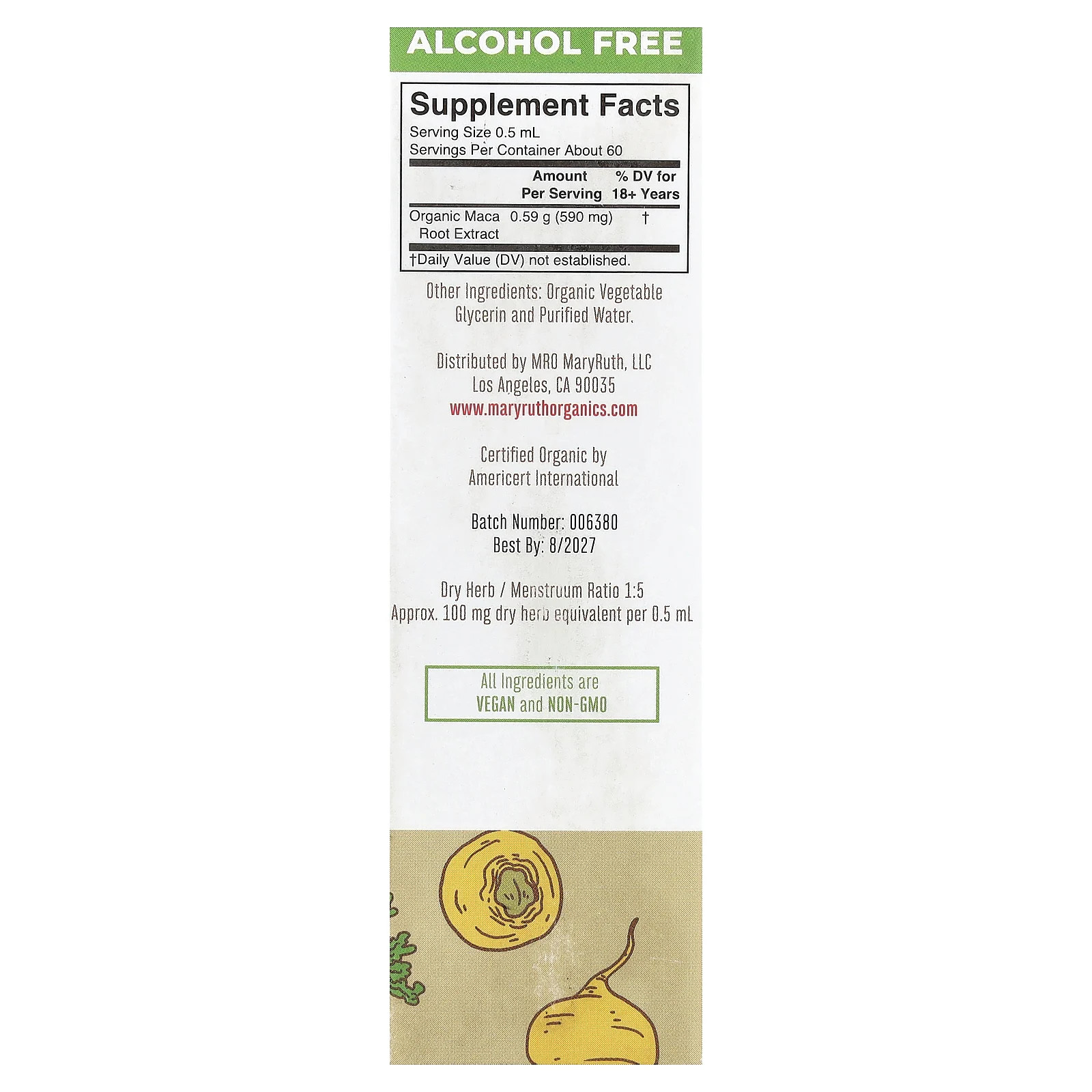 Organic Maca Root Liquid Extract, Alcohol Free, 590 mg, 1 fl oz (30 ml)
