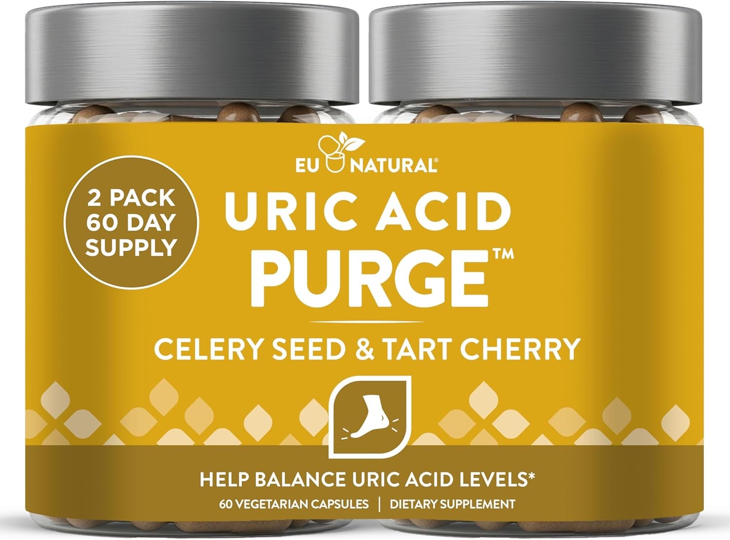 Eu Natural Purge Uric Acid Flush – Eat & Drink 60 Count (Pack of 2), Clear