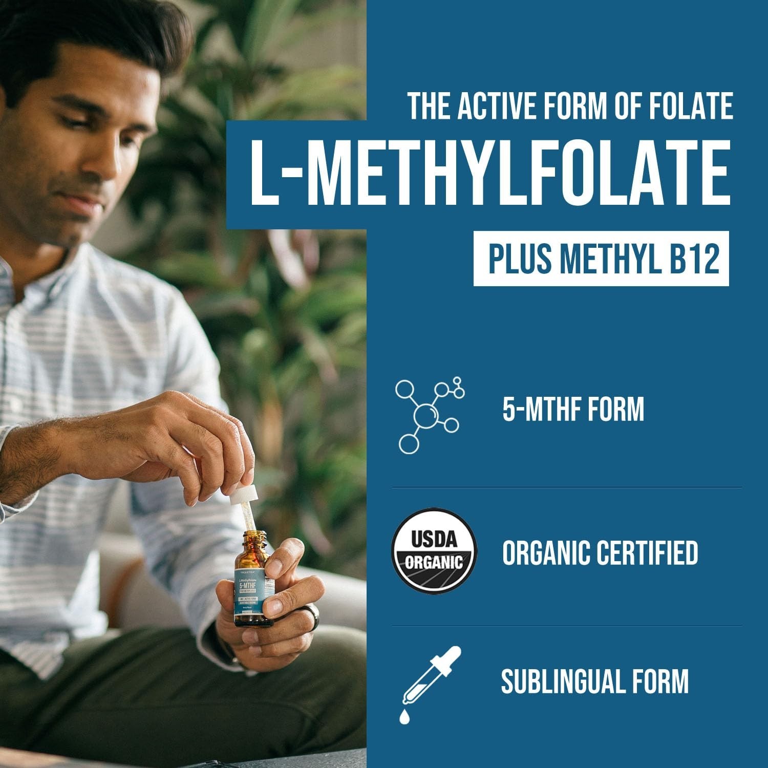 Organic L Methylfolate 7.5mg & Methyl B12 Liquid – Mood & Cognition Support, Ber