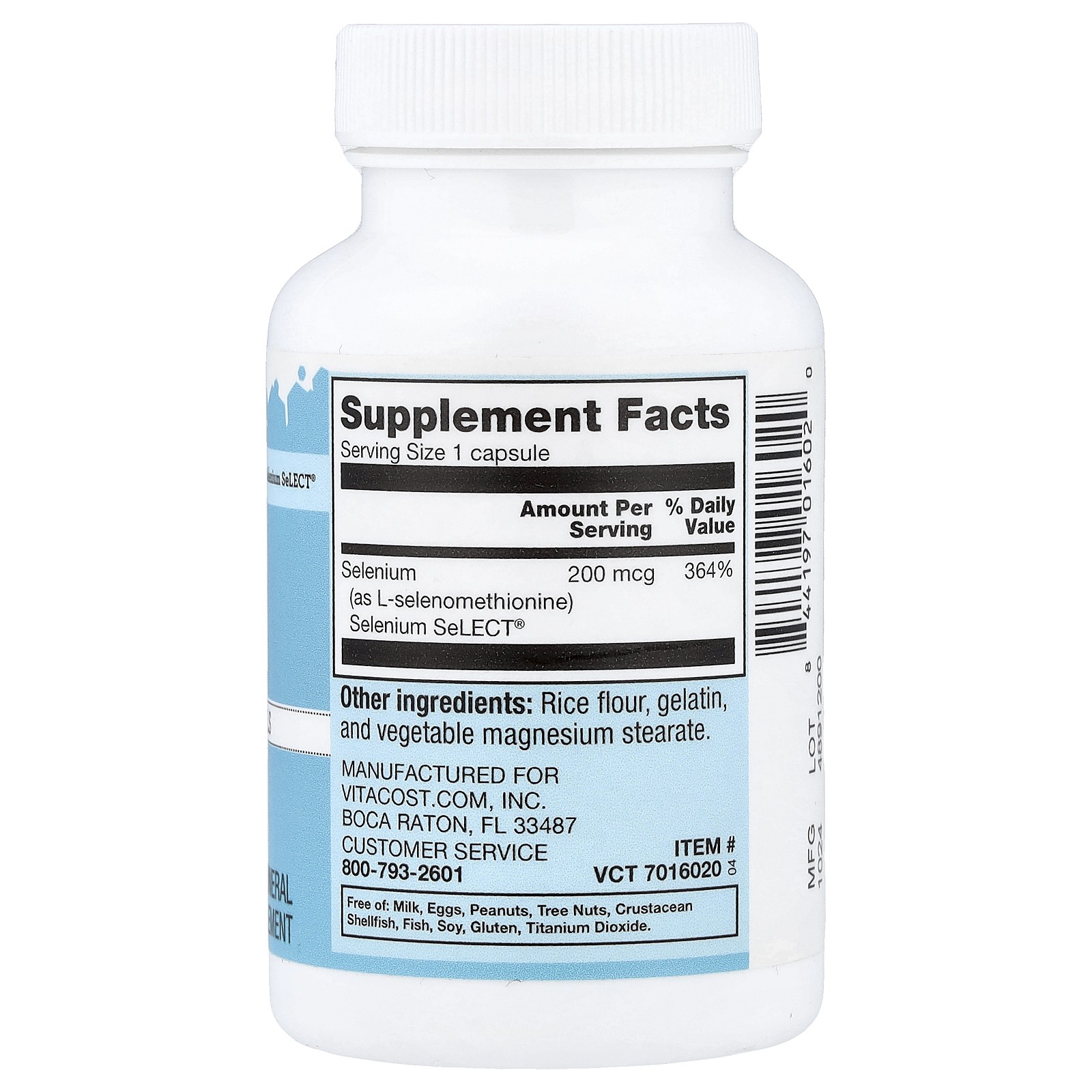 Selenium, 200 mcg, 100 Capsules
