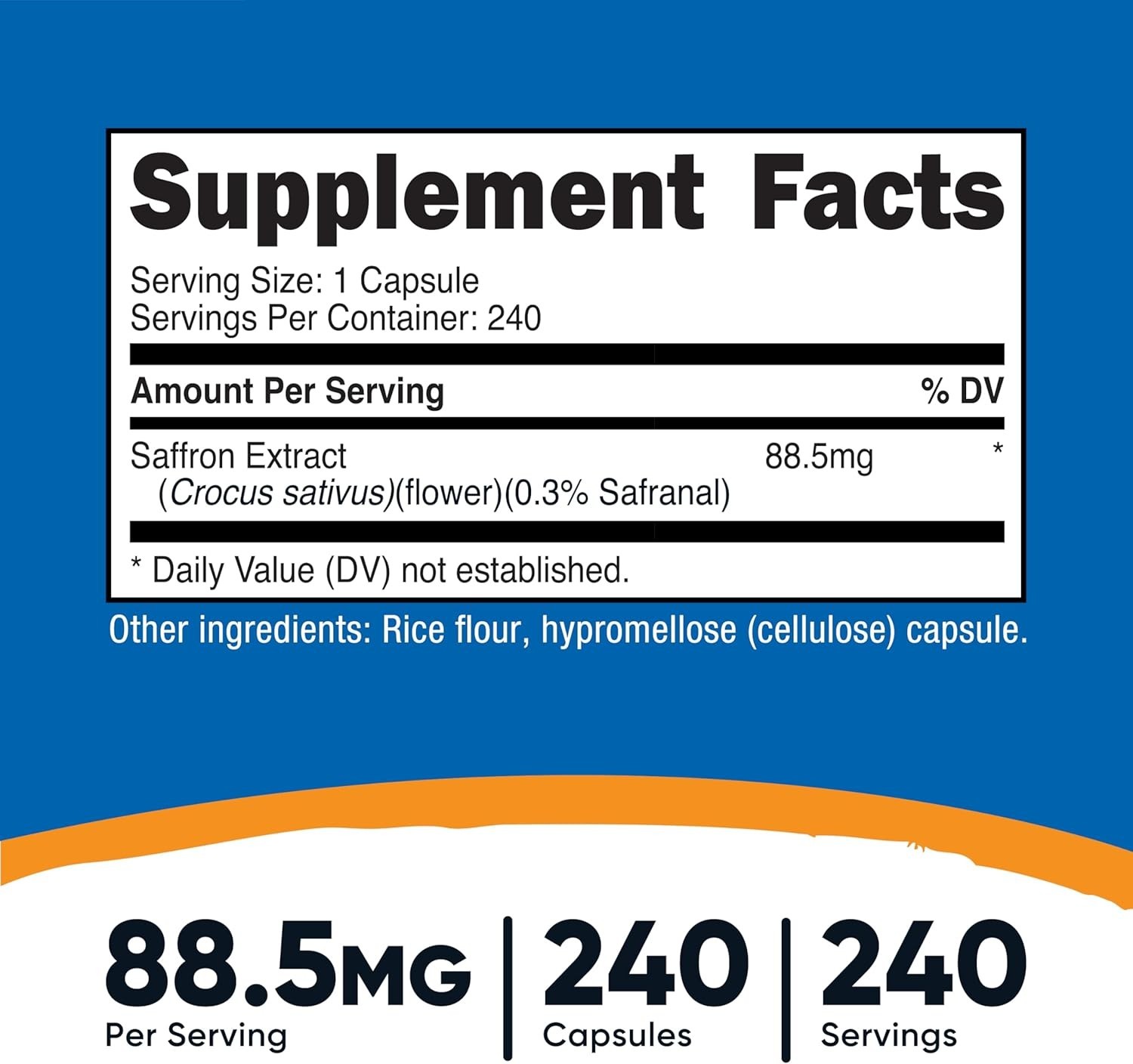 Nutricost Saffron Extract 88.5mg 240 Capsules Veggie Caps Non GMO Gluten Free