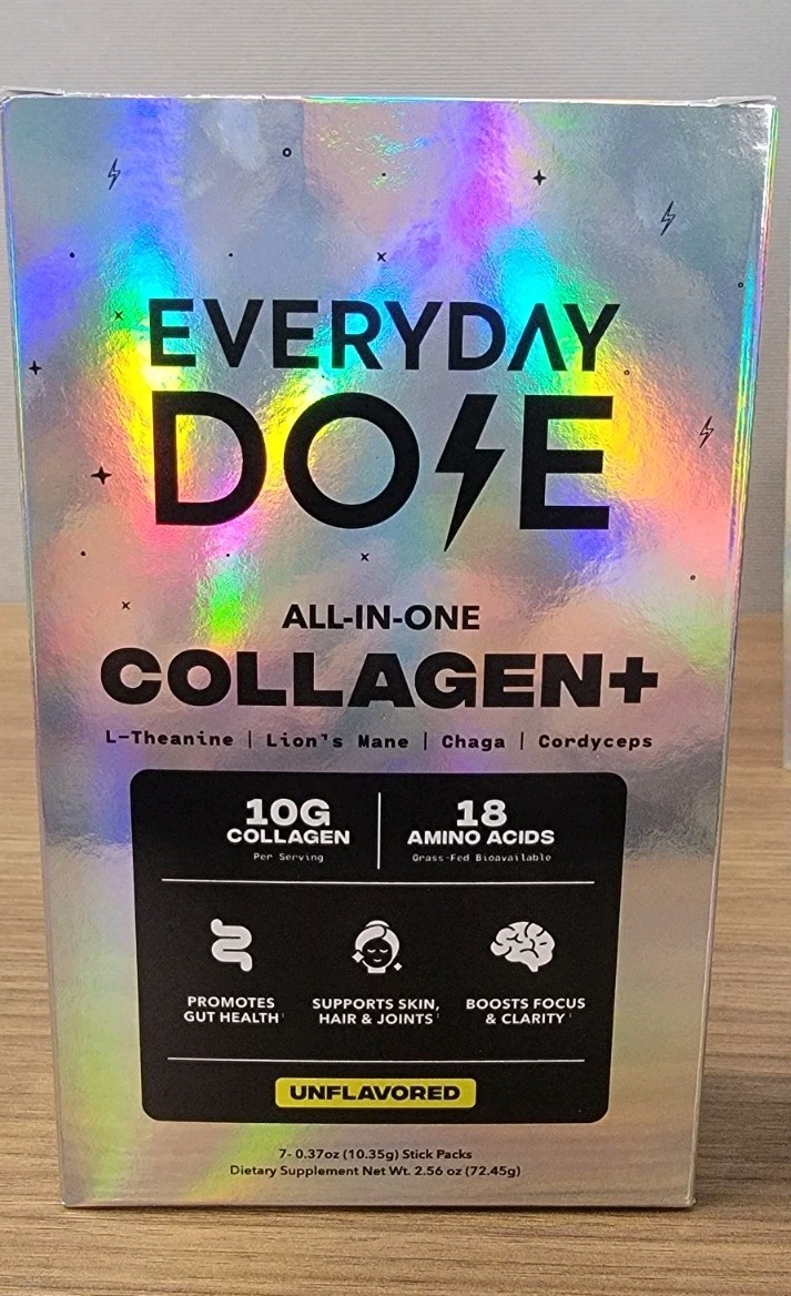 Everyday Dose All-in-One Collagen+ Unflavored 9oz Powder & 7 Sticks Pack (2028)
