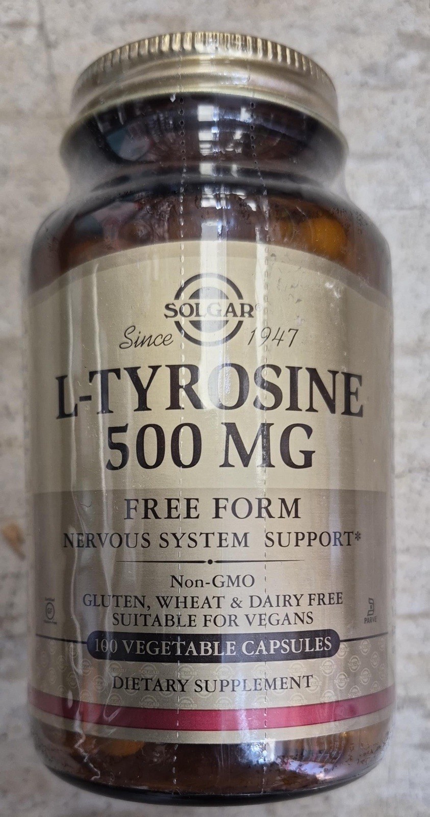 Solgar L-Tyrosine 500mg 100 capsules EXP 10/2026