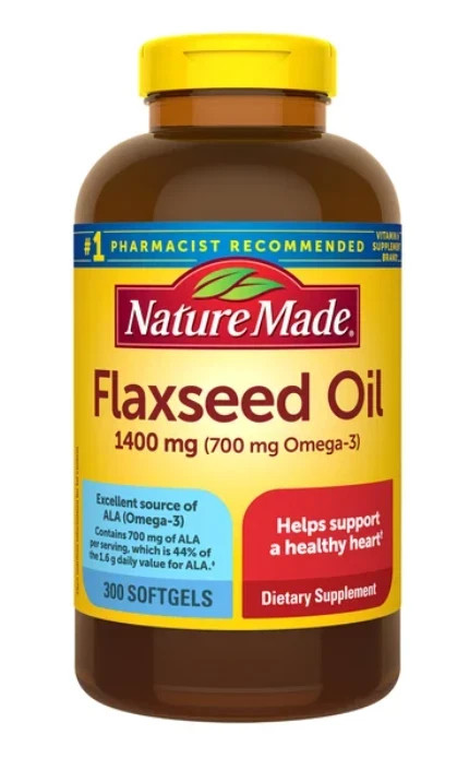 Nature Made Flaxseed Oil 1400 mg, 300 Softgels, Omega 3 Supplement