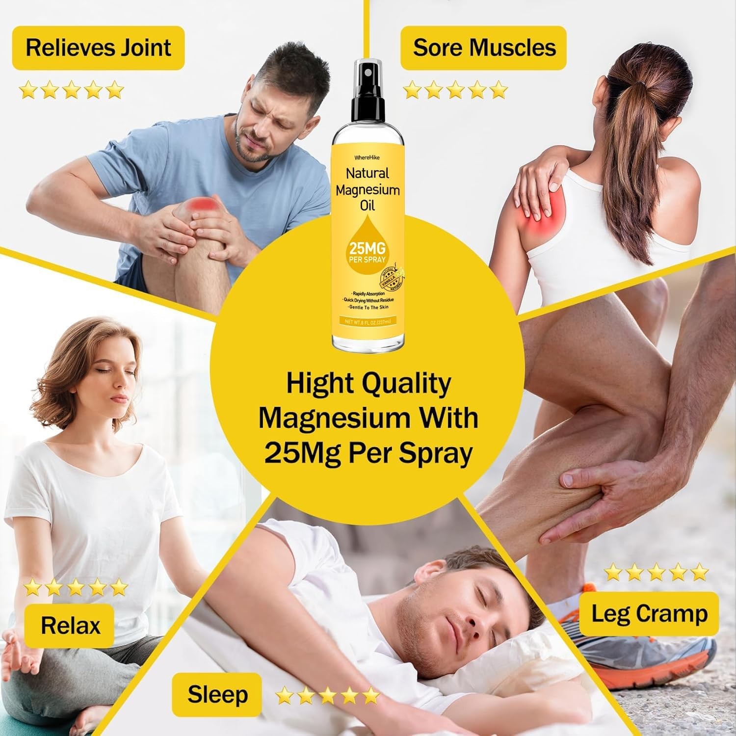Magnesium Oil Spray – For Feet, Sleep & Muscle Relief, Vanilla