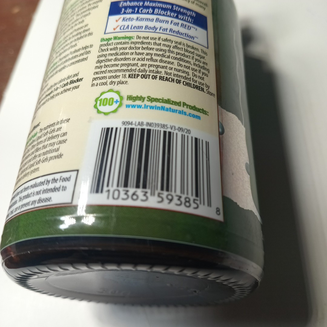 Irwin Naturals Maximum Strength 3-in-1 Carb Blocker 84 Sgels EXP June 2025￼