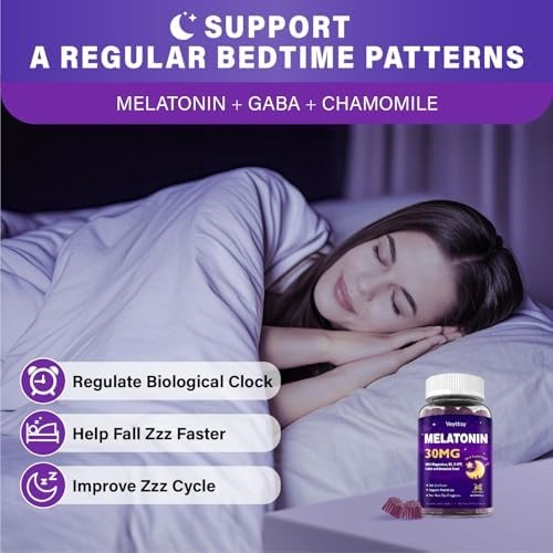 30mg Melatonin Gummies Magnesium GABA Vegan Mixed Berry 60 Count