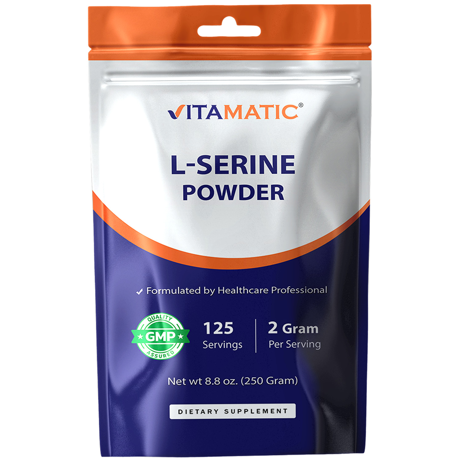 Vitamatic L-Serine Pure Powder 250 Gram | 2000 mg per Serving | 125 Servings