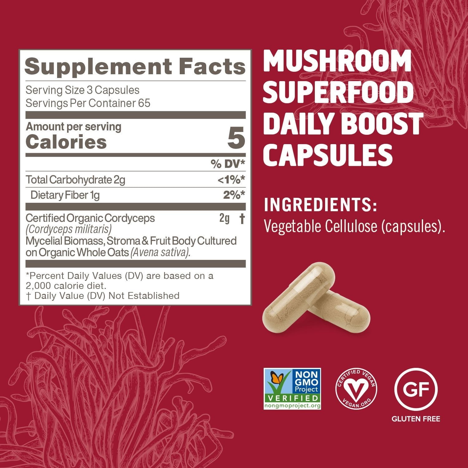 Om Mushrooms Cordyceps Capsules, 195 ct. (65 day supply) NEW & SEALED / EXP 2/27