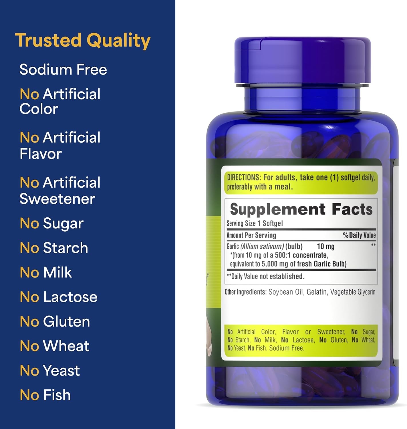 Pure Garlic Pills 5000MG Most Powerful Antibiotic Heal All Infection, 250 Count