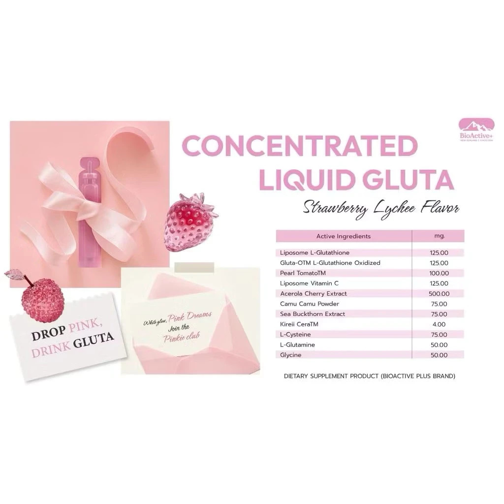BioActive Liquid Double Gluta Drink Strawberry Glow Skin Whitening Bright X 3