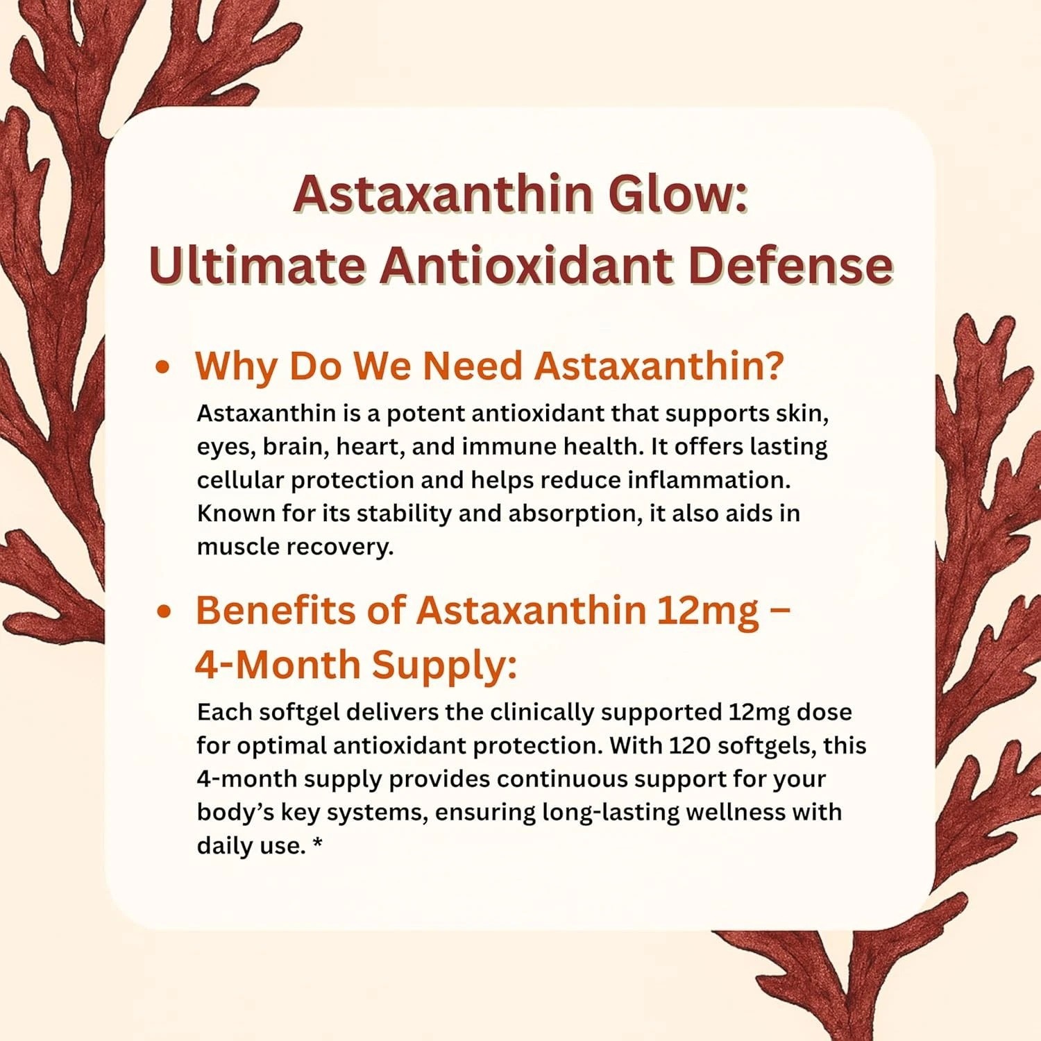 120 Softgels, 2 Pack | Astaxanthin 12mg, 4 Month Supply-NEW FREE SHIPPING