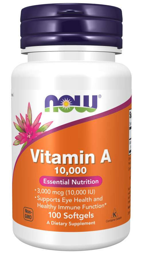NOW Foods Vitamin A Essential Nutrition 10000IU 100 Softgels 03/26EXP