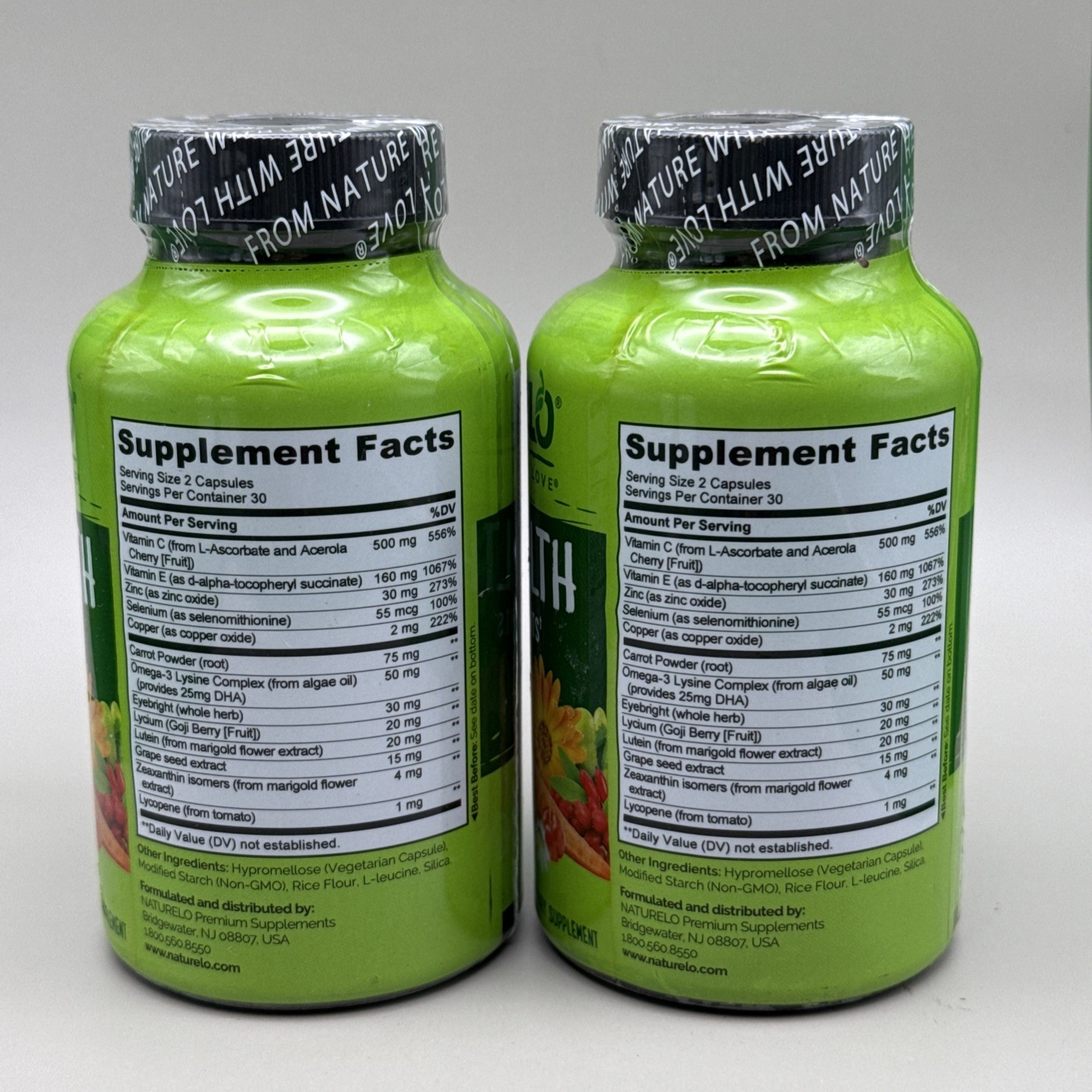 2x Naturelo Eye Health with AREDS 2, 60 ct, Exp 05/26