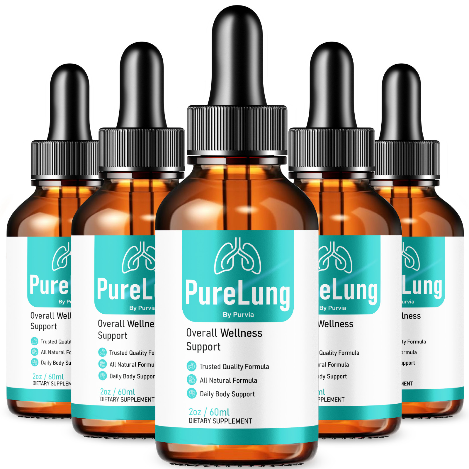 (5 Pack) Pure Lung Drops PureLung Respiratory Support Liquid Supplement (10 oz)