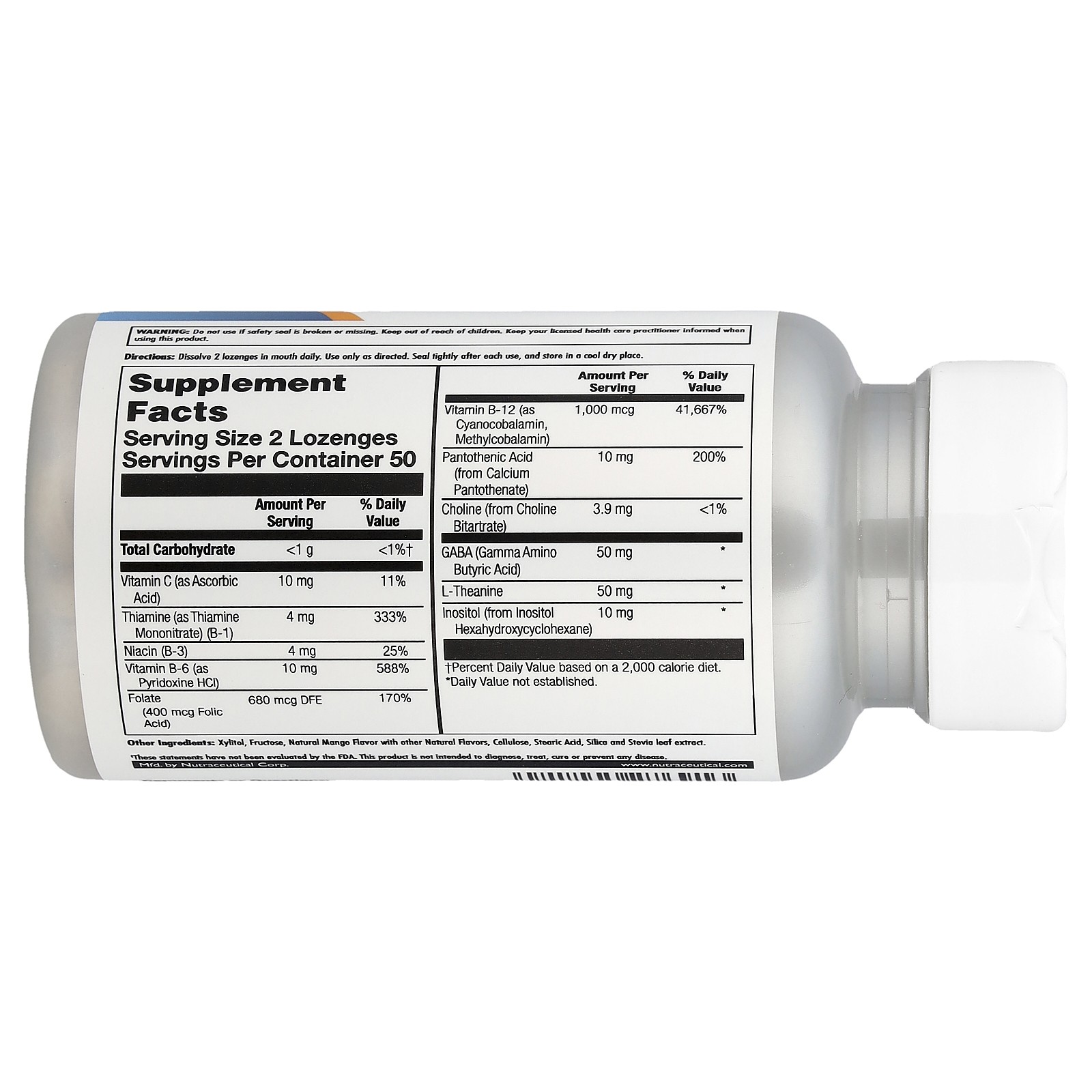 GABA L-Theanine Stress B, Mango Tangerine, 100 Lozenges