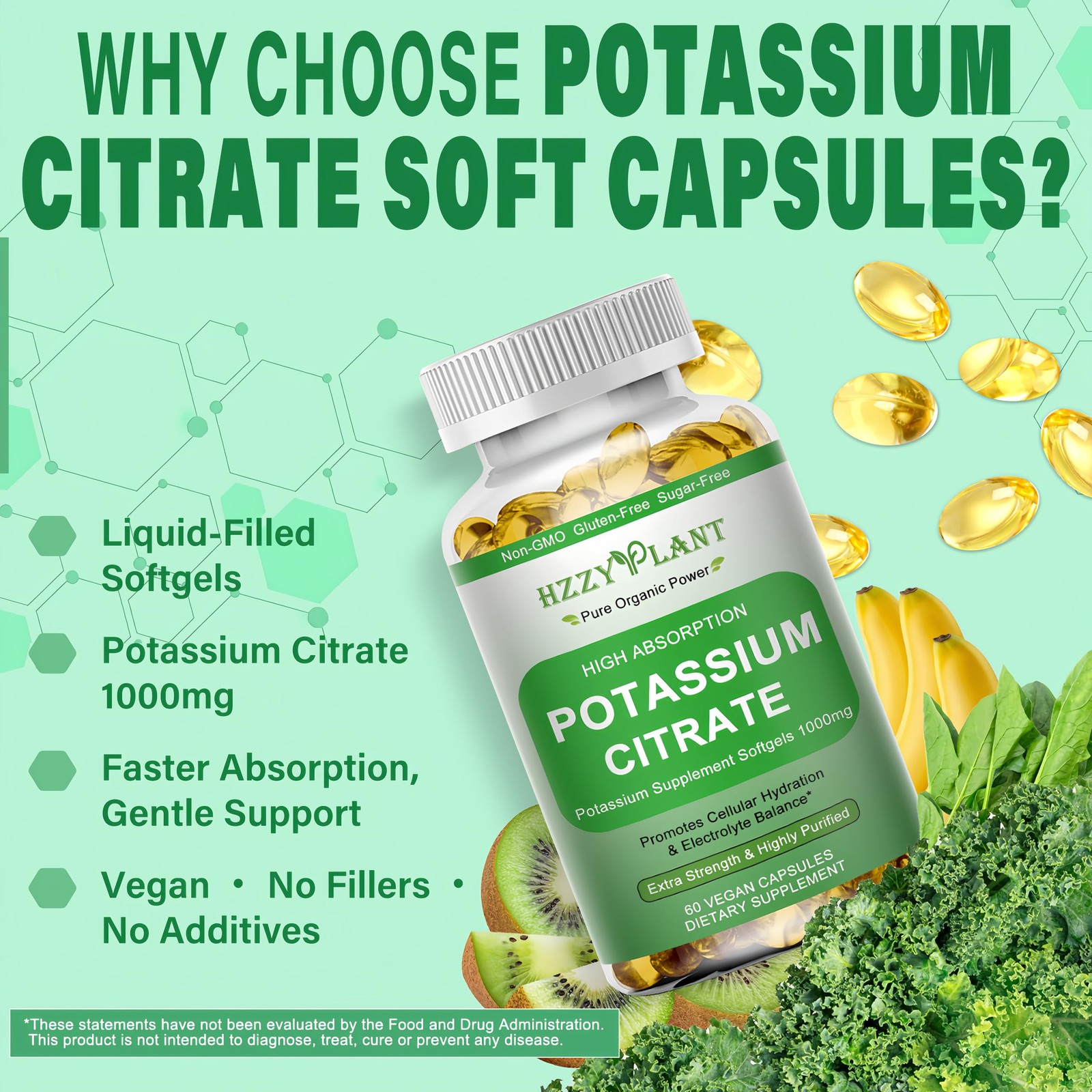 Potassium Supplement Softgels, High Absorption 60 Count (Pack of 1)