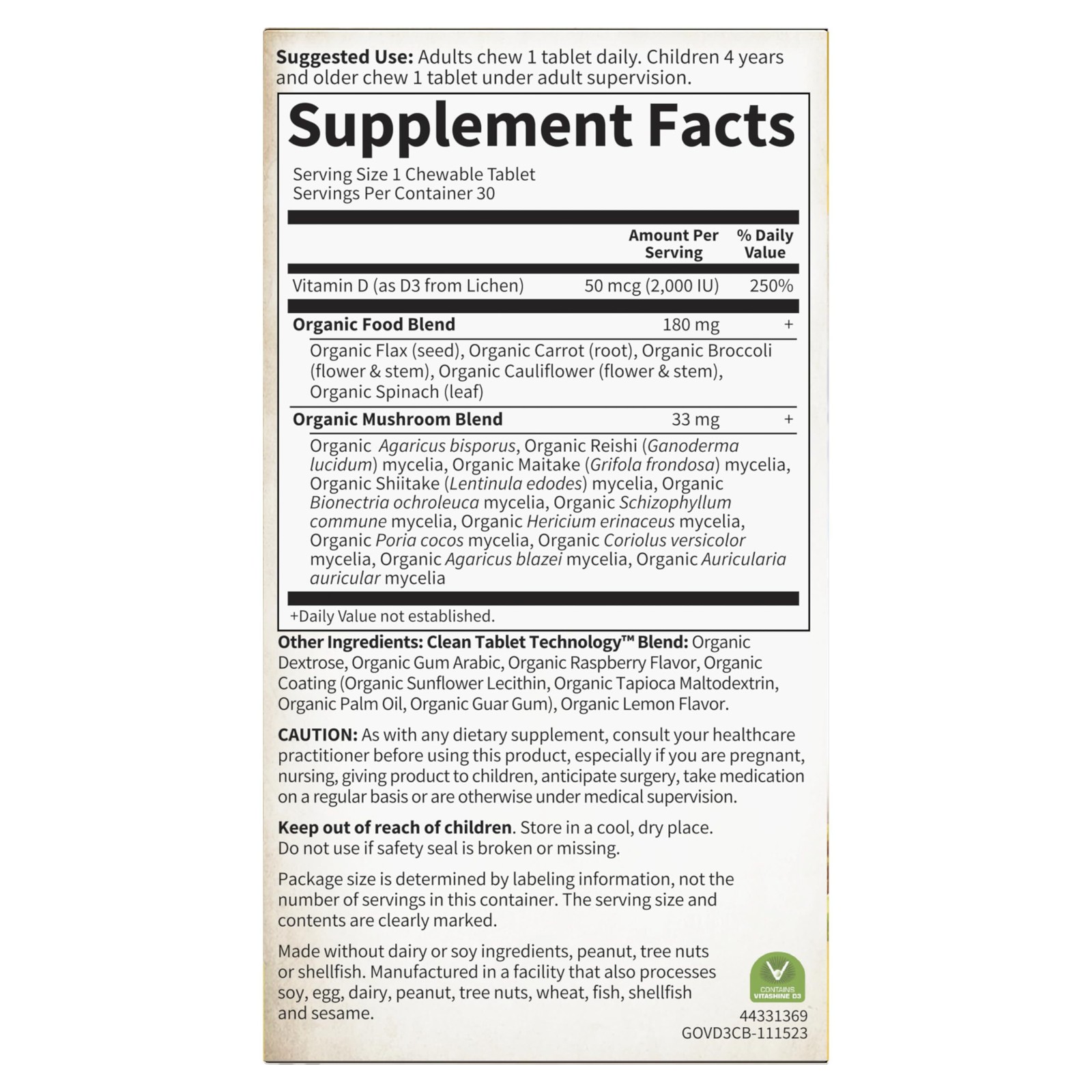 5/27 Garden of Life Organics Vegan Vitamin D3 Chewable – Raspberry Lemon, 2,000