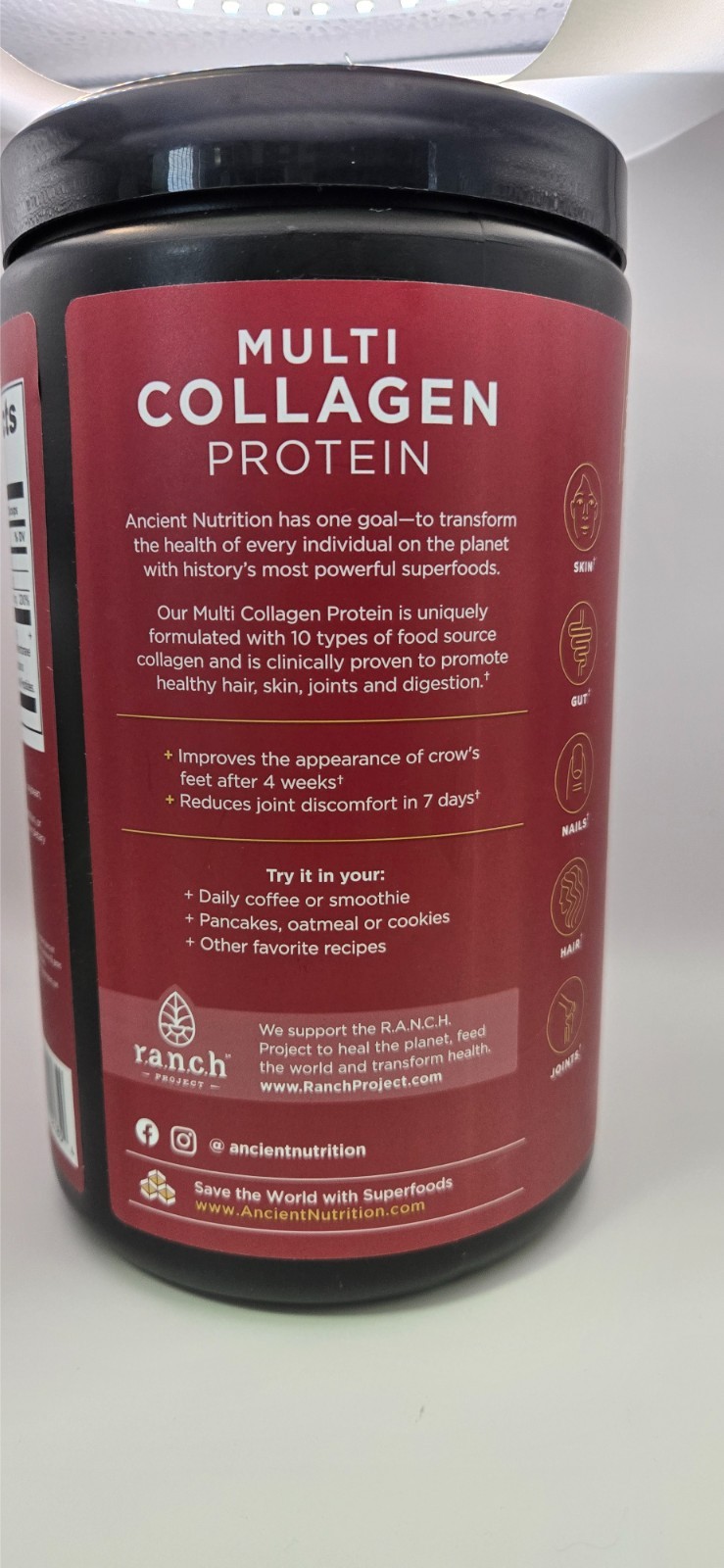 Ancient Nutrition Multi Collagen Protein 16oz / 454.5g Best by 10/13/28