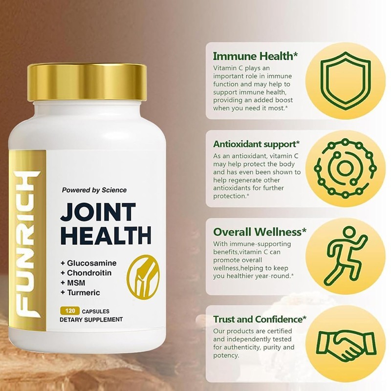 2 BOTTLES-FUNRICH Joint Health Supplement–Glucosamine, Chondroitin, MSM&Turmeric