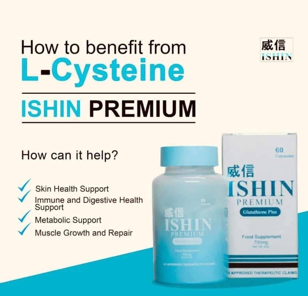 ISHIN Glutathione Premium Glutathione Plus Food Supplement, 60 Capsules