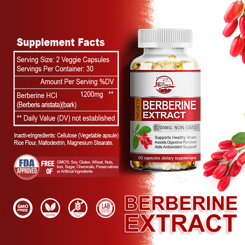 Berberine HCl 1200mg – High Potency Berberine Supplement – Blood Sugar Support
