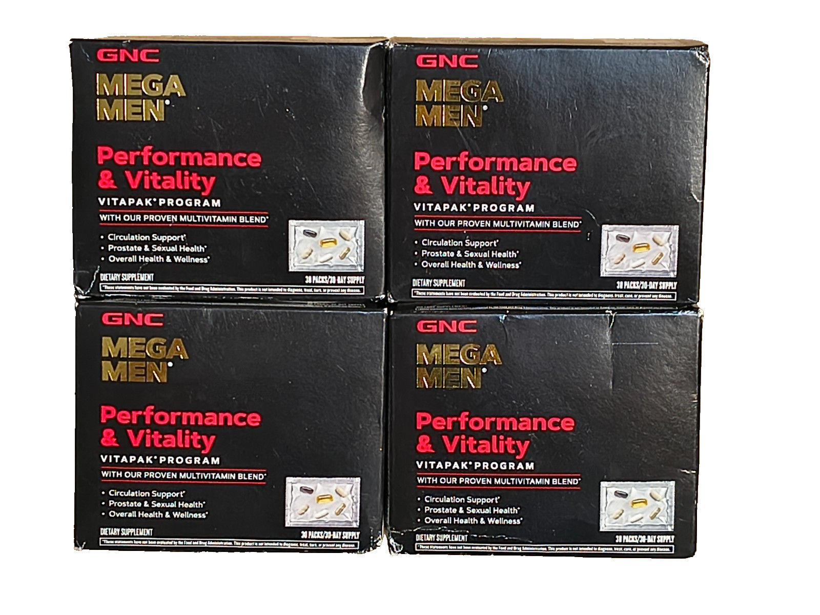 4x GNC Mega Men Performance and Vitality Vitapak Program 30 Packs EXP 12/25