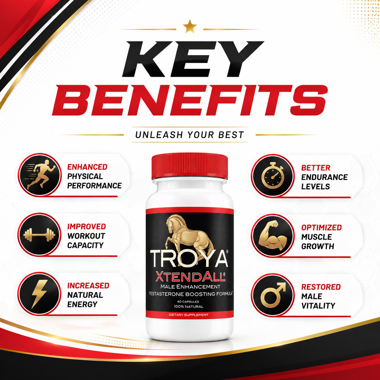Troya Xtendall Premium Test Booster for Men – Enhances Energy, Stamina, Strength