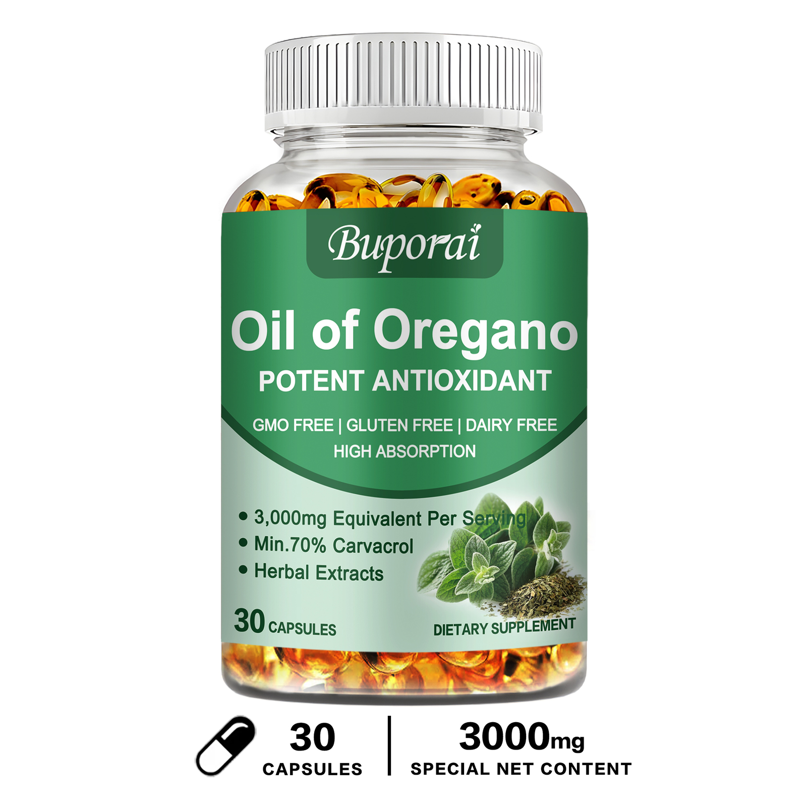 Oil of Oregano Capsules – Immune & Digestive Suppor Supplements, NON GMO