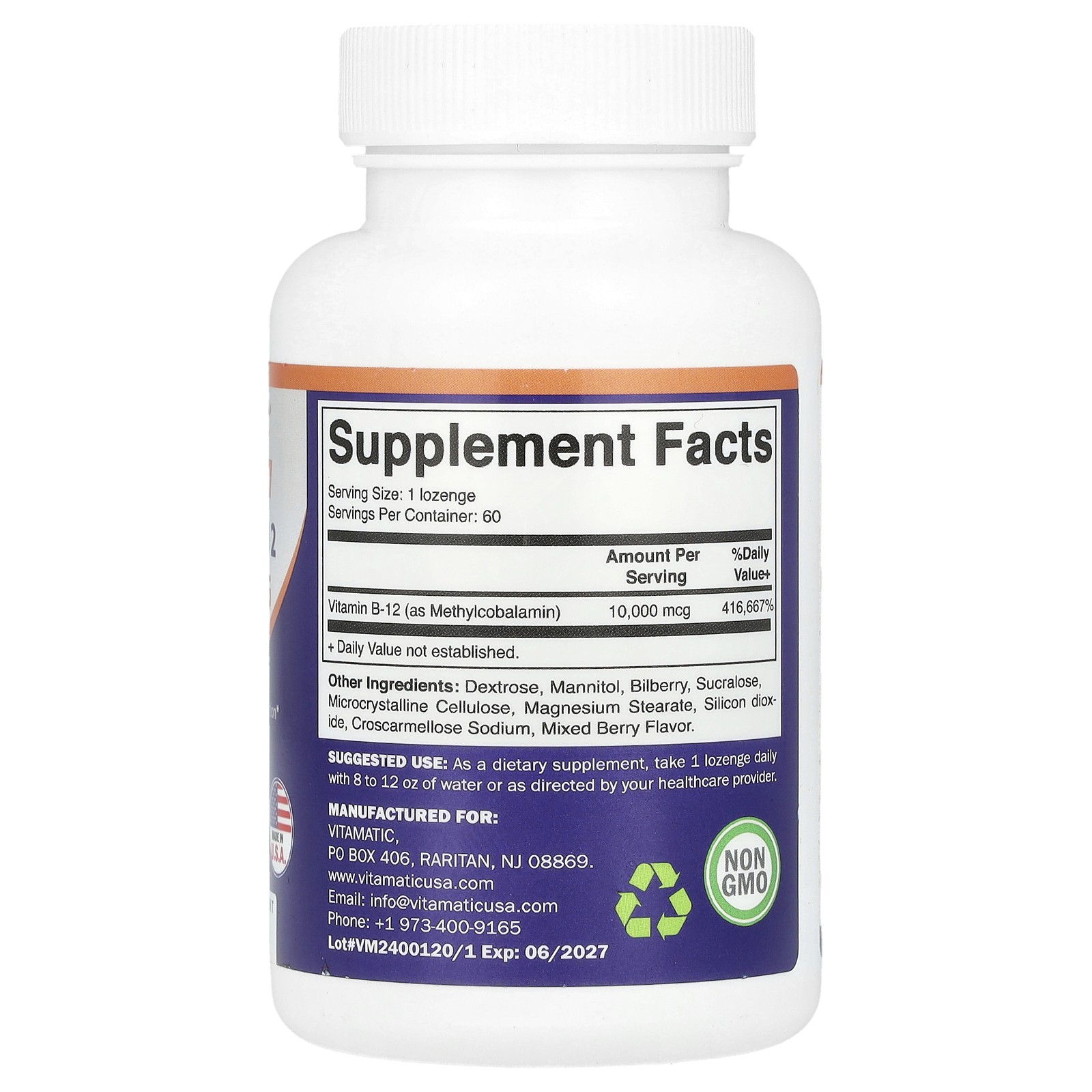 Methyl B-12, Extra Strength, 10,000 MCG, 60 Lozenges