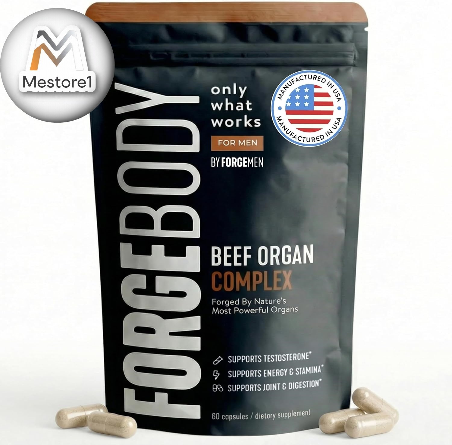 FORGEBODY® Beef Organ Complex Capsules [1 Month] 100% Grass Fed Beef Organ