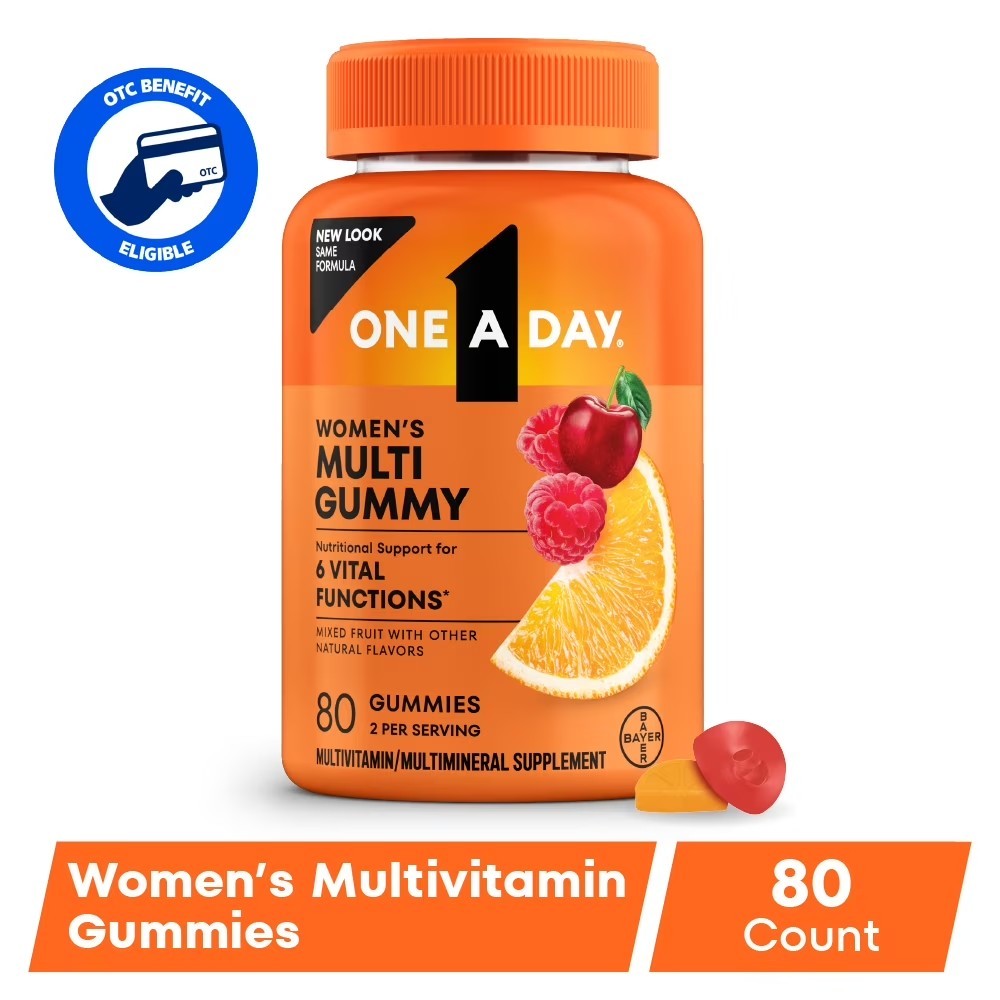 One A Day Women’s Multivitamin Gummies with B Vitamins & Biotin, 80 Count.