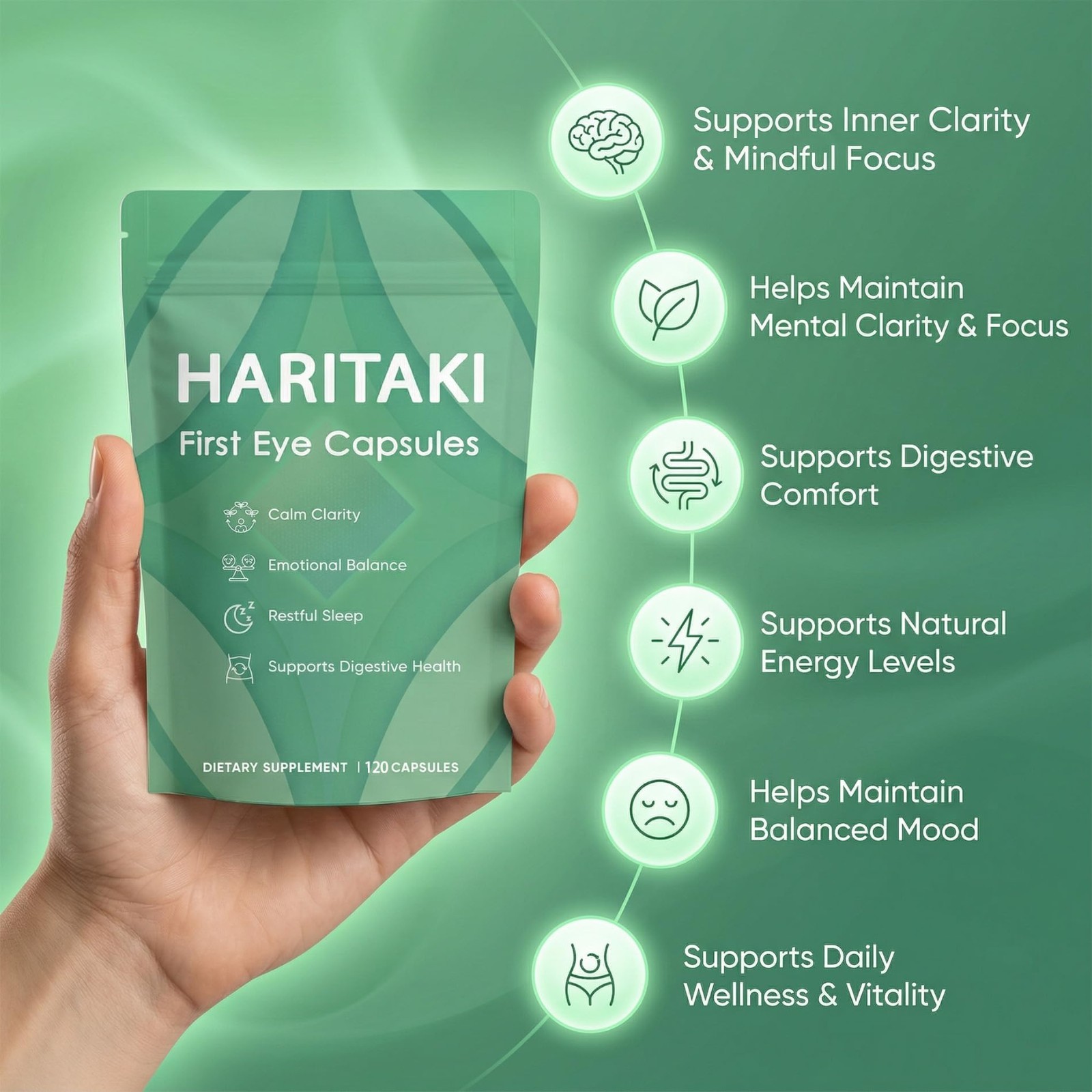 Organic Haritaki Capsules – Digestive Support, Daily Wellness, Non-GMO, Vegan, 1