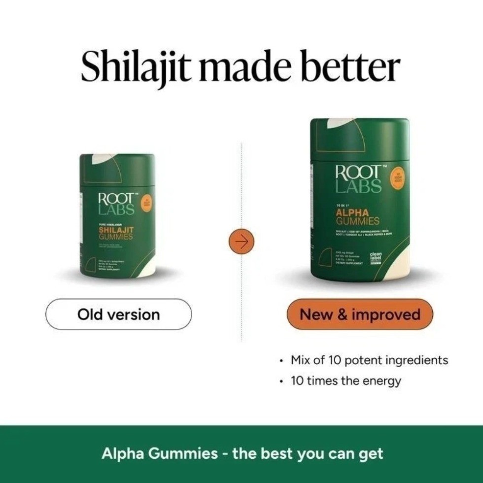 Root Labs 10-in-1 Alpha Gummies 60Ct Shilajit Ashwagandha Maca Tongkat