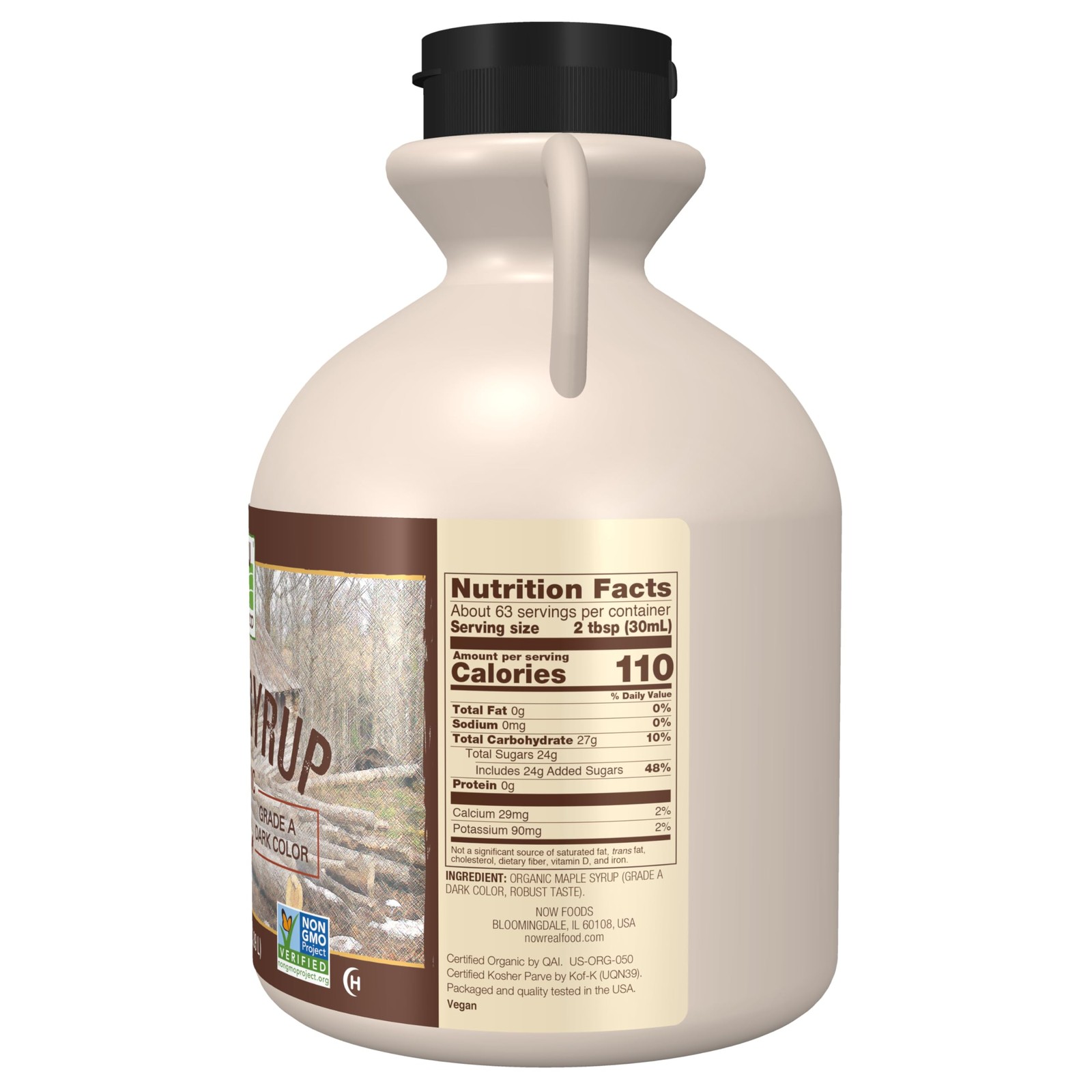 NOW Foods, Certified Organic Maple Syrup, Grade A 64 Fl Oz (Pack of 1), Amber