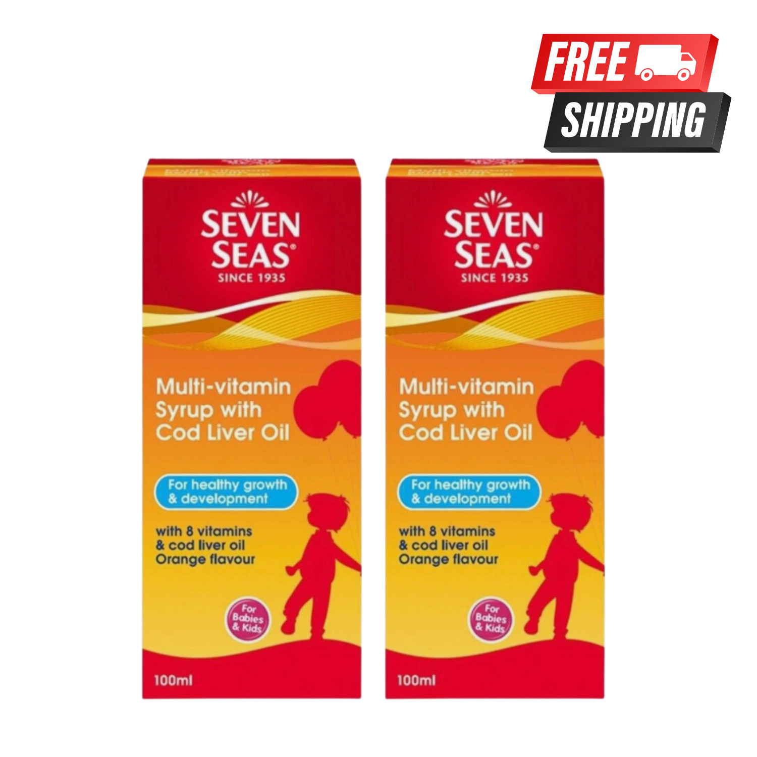 2x 100ml Seven Seas Multivitamin Syrup Liver Oil DHA With Orange Flavor For Kid