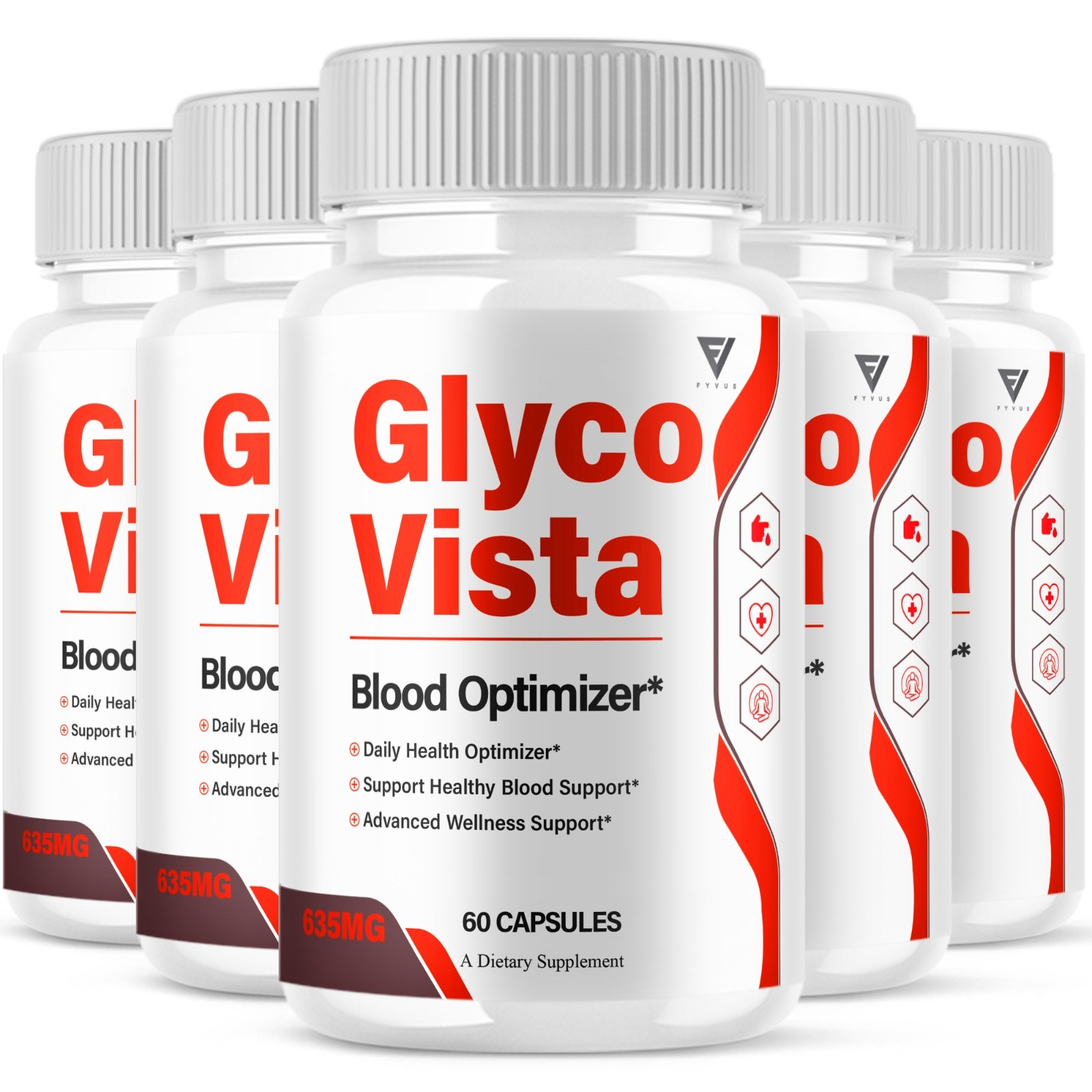 (5 Pack) Glyco Vista Blood Support Pills, GlycoVista Supplement (300 Capsules)