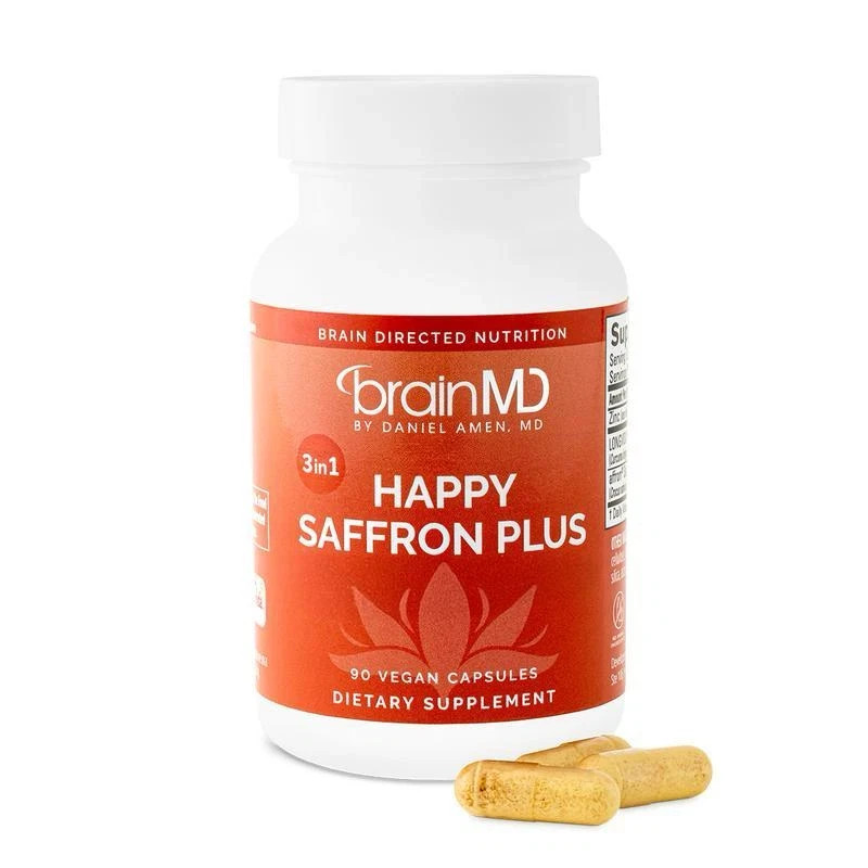 Happy Saffron Plus Supplement, Gluten Dairy & Egg Free for Wellness Support