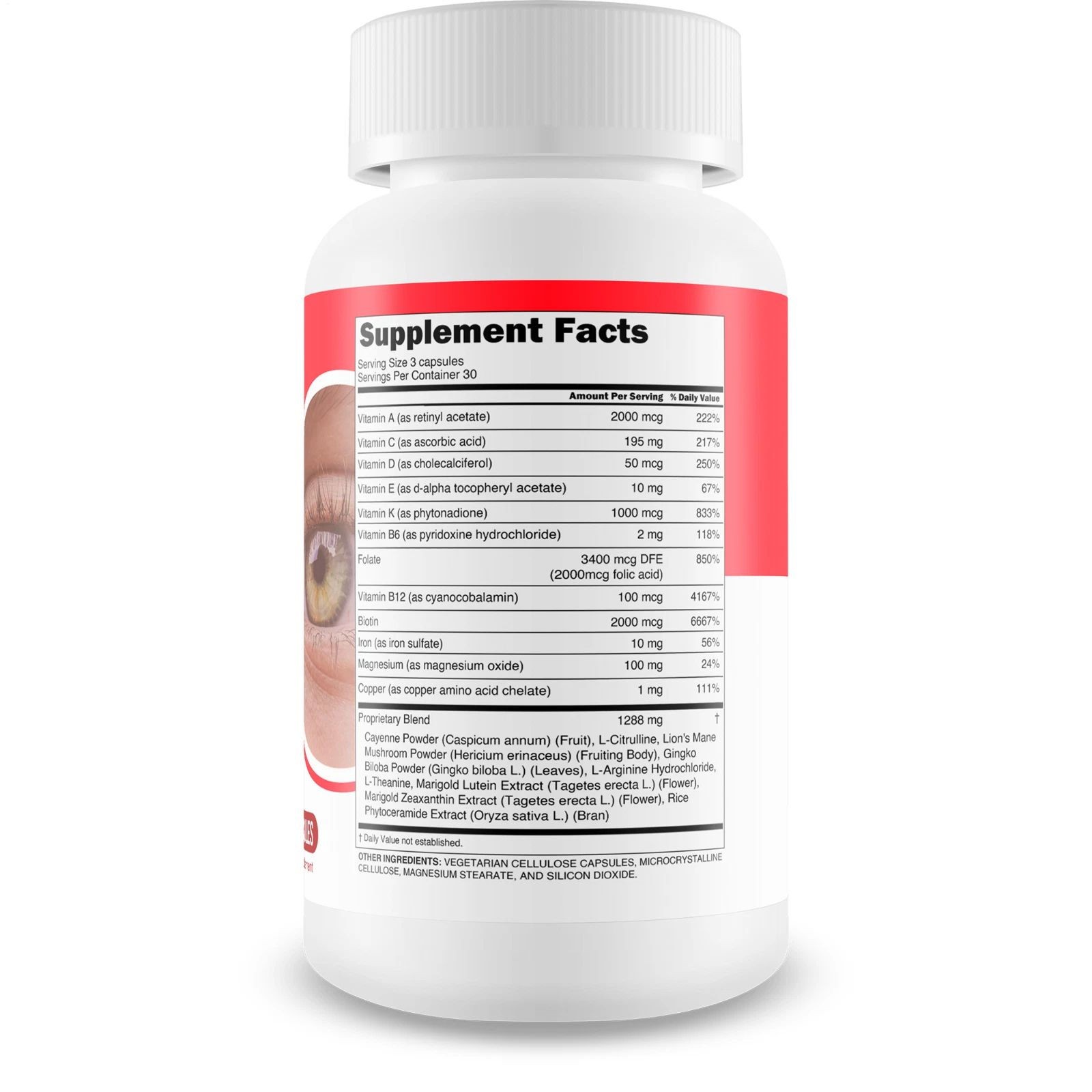 90 Count Portable Red Root Herbal Tablets for Daily Eye Antioxidant Wellness