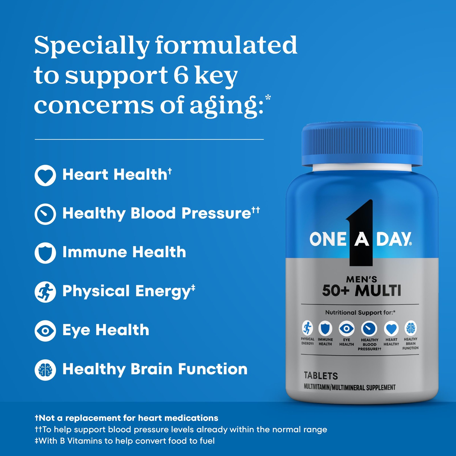 One A Day Men’s 50+ Multivitamins, Supplement with A, C, D, E and Zinc for Im…
