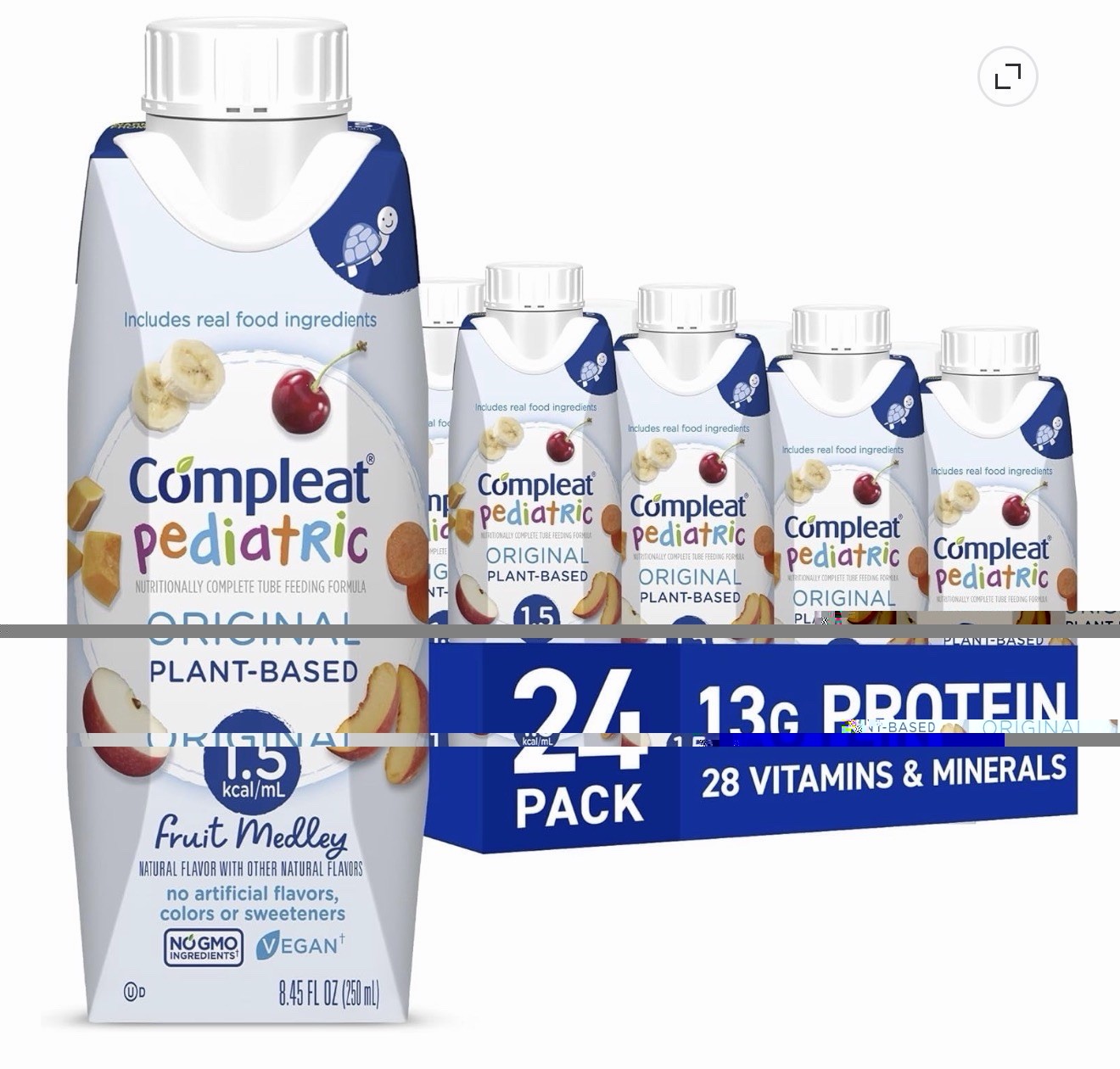 24 Nestle Compleat Pediatric Original FRUIT MEDLEY tube feeding 8.45 FL oz.