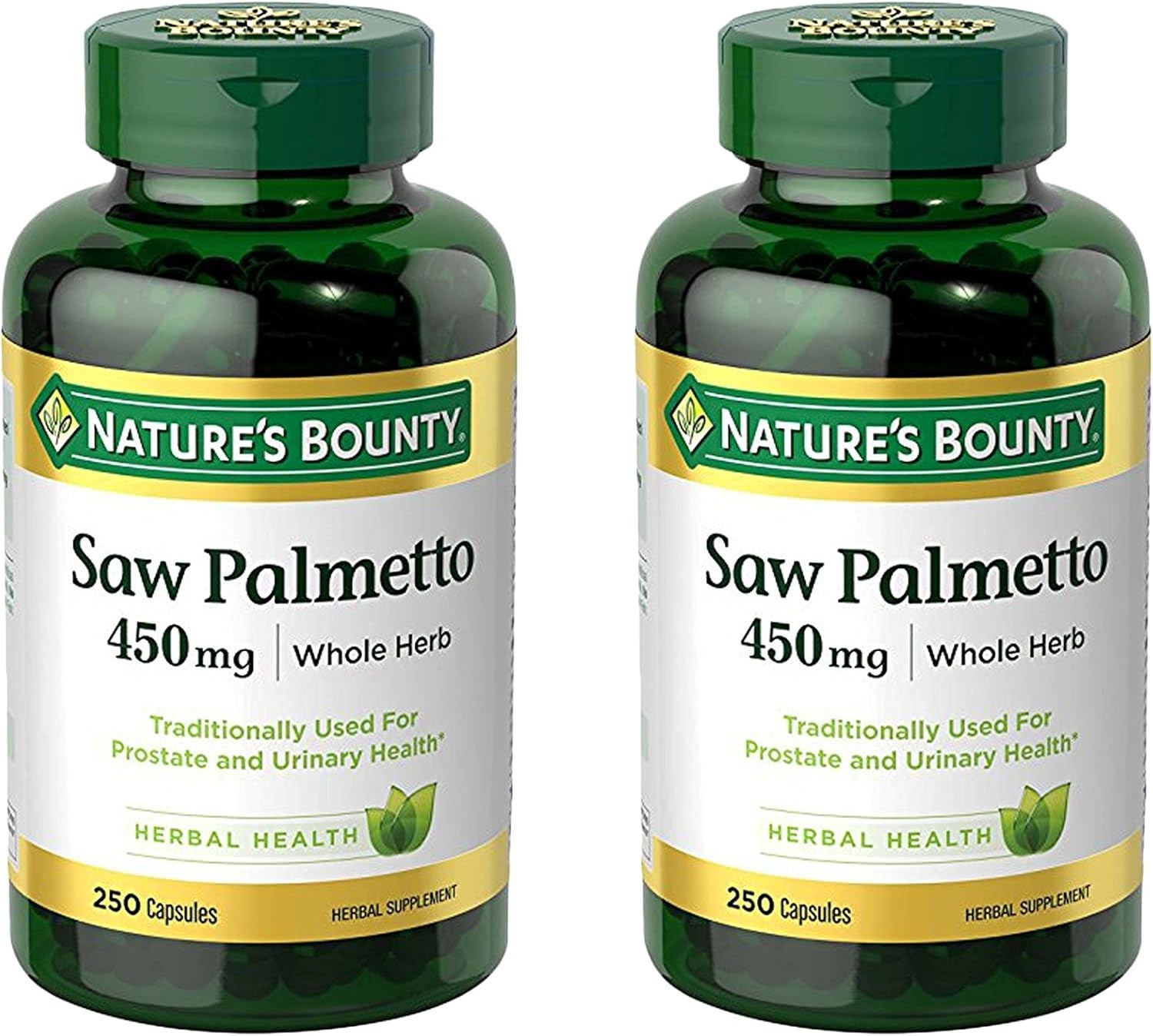 2 PACK Nature’s Bounty Saw Palmetto 450 mg, 250 Capsules
