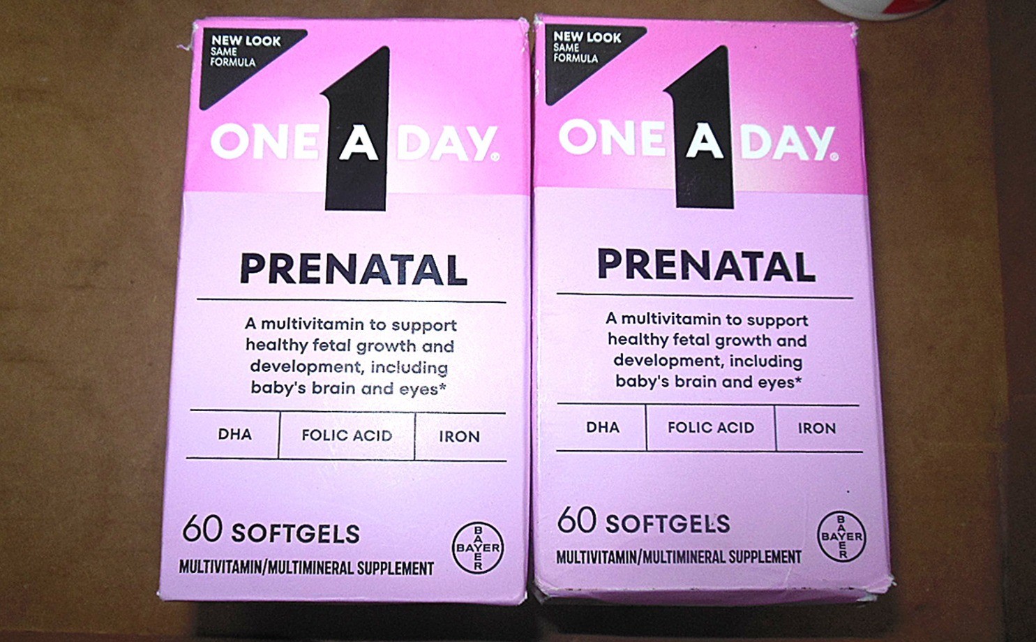 2 pk One A Day Prenatal Multivitamin DHA Folic Acid Iron 60 Softgels Women