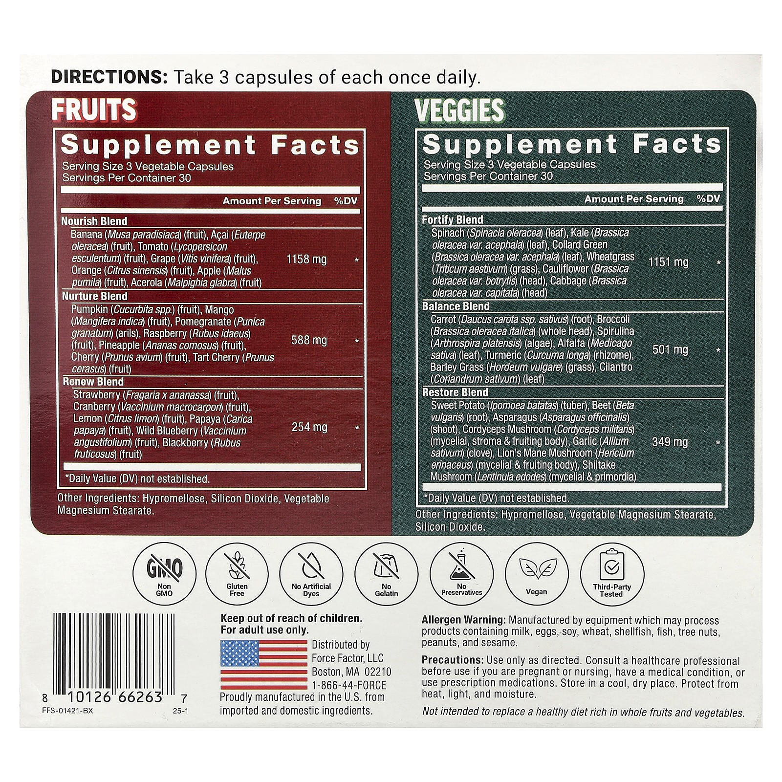 Fruits And Veggies, 2 Bottles, 90 Capsules Each