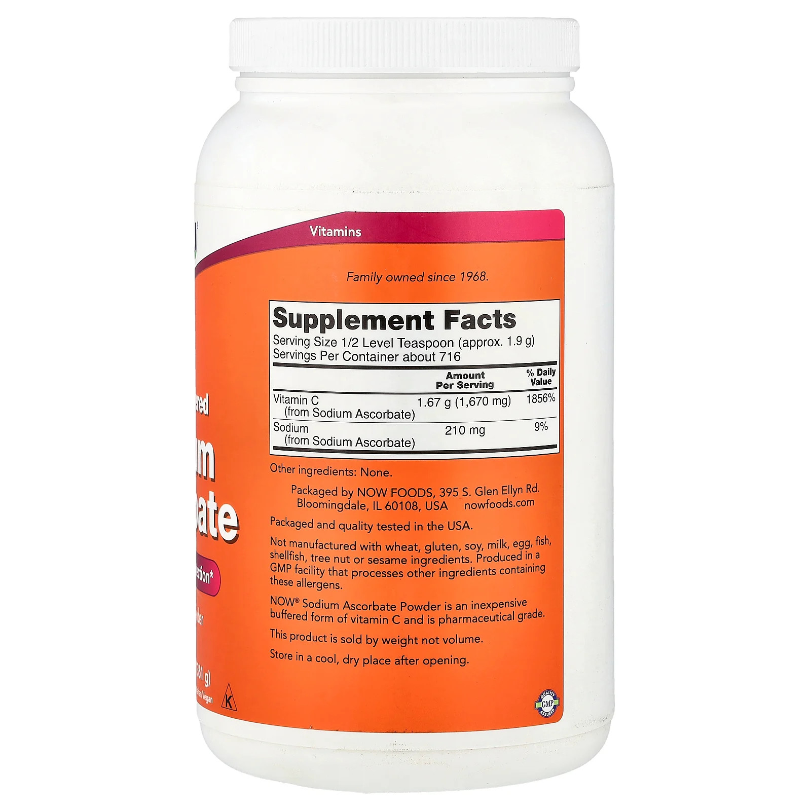 Now Foods Sodium Ascorbate Powder 3 lbs 1361 g GMP Quality Assured, Vegan,