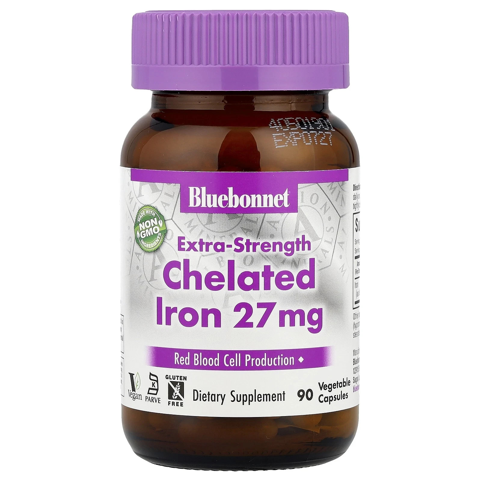 Chelated Iron, Extra-Strength , 27 mg, 90 Vegetable Capsules