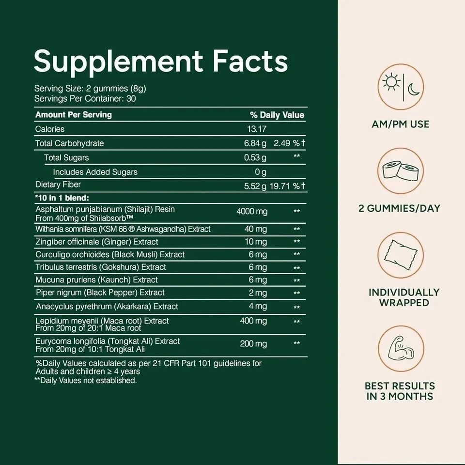 Root Labs 10-in-1 Alpha Gummies | Shilajit, Ashwagandha, Maca, Tongkat – 60 Ct